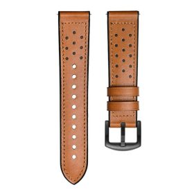  22mm leather and silicone strap for Huawei/Samsung/Xiaomi smartwatches - brown