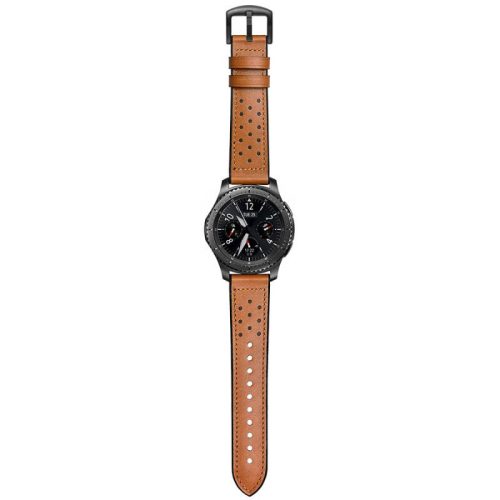 22mm leather and silicone strap for Huawei/Samsung/Xiaomi smartwatches - brown