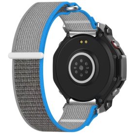   Amazfit T-Rex 3 kompatibilis tépőzáras szövet pótszíj - szürke-kék