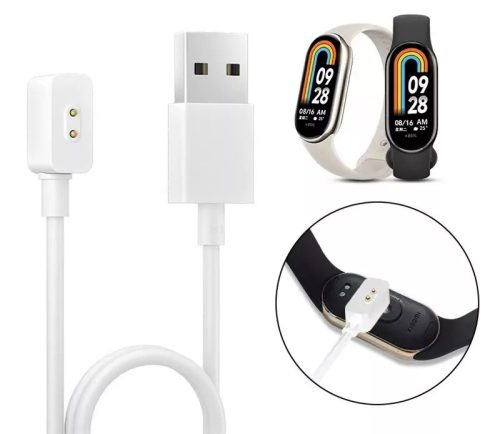 Xiaomi Smart Band 8/9/10/pro/active töltőkábel 100cm - fehér